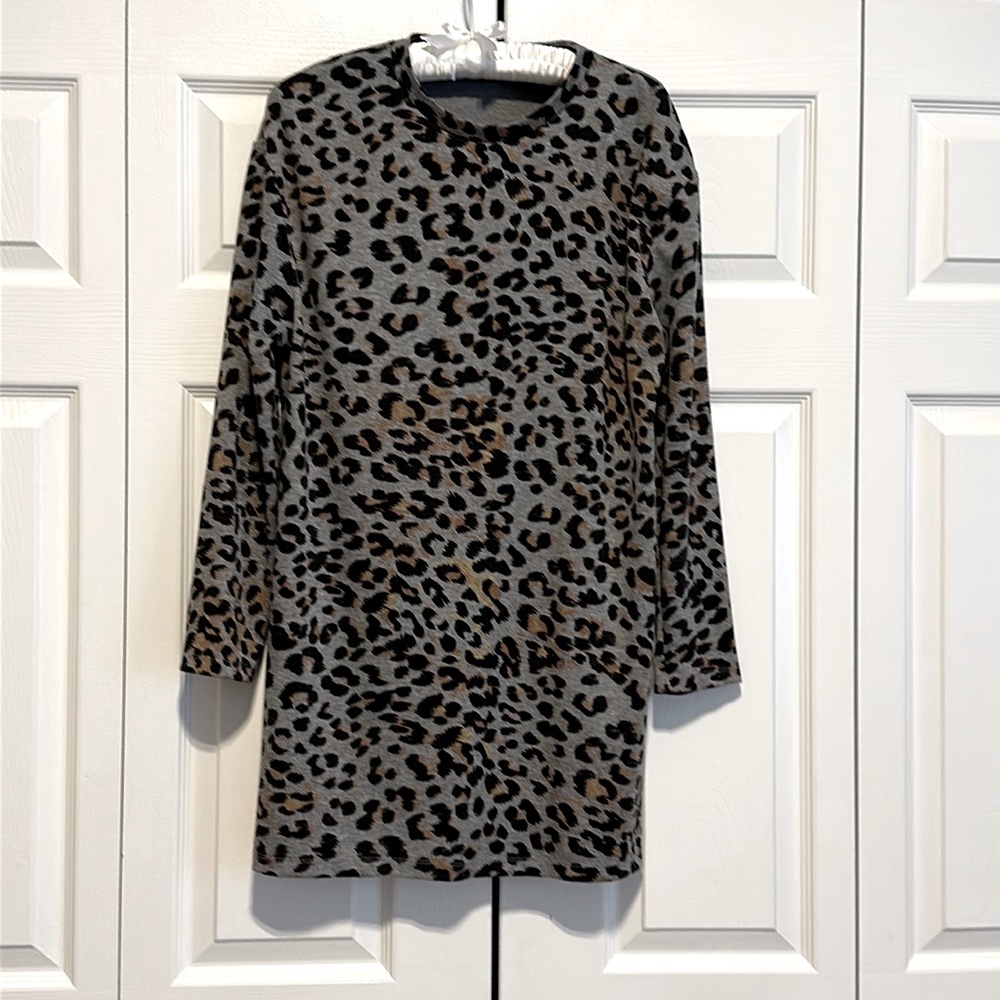 Zara leopard print ribbed shift dress